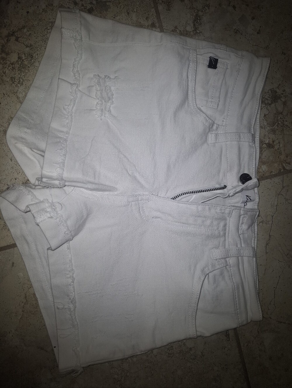 KanCan White Distressed Women's Jean Shorts